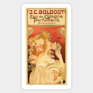 J C BOLDOOT EAU DE COLOGNE PARFUMERIE Art Nouveau Lithograph by Privat Livemont Sticker